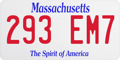 MA license plate 293EM7
