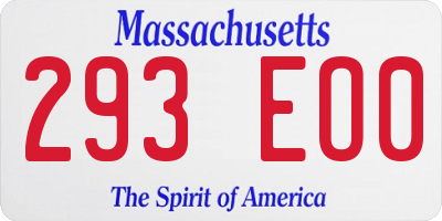 MA license plate 293EO0