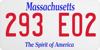 MA license plate 293EO2