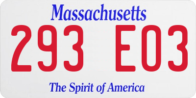 MA license plate 293EO3