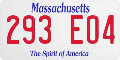 MA license plate 293EO4