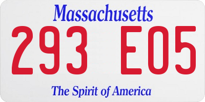 MA license plate 293EO5