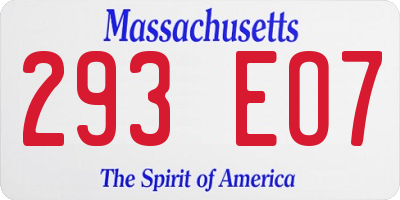 MA license plate 293EO7