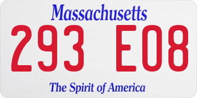 MA license plate 293EO8