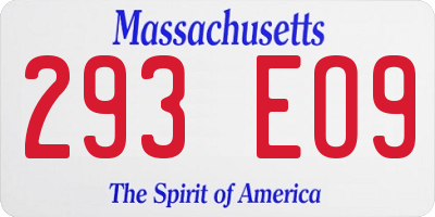 MA license plate 293EO9