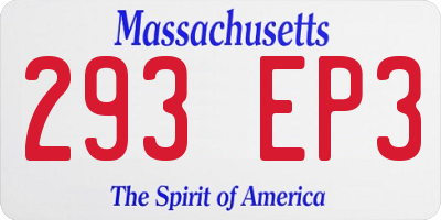 MA license plate 293EP3