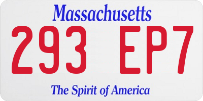 MA license plate 293EP7