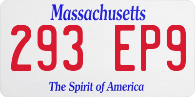 MA license plate 293EP9
