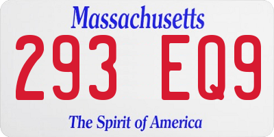 MA license plate 293EQ9