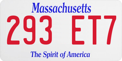 MA license plate 293ET7