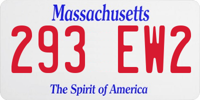 MA license plate 293EW2
