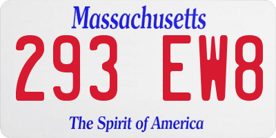 MA license plate 293EW8