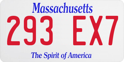 MA license plate 293EX7