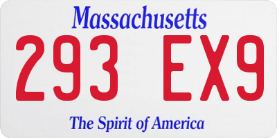 MA license plate 293EX9