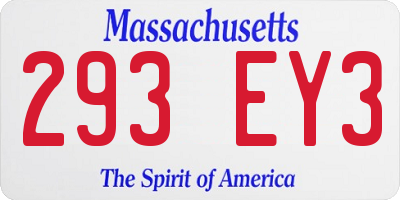 MA license plate 293EY3