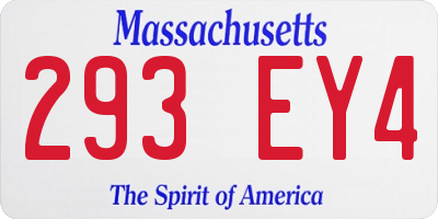 MA license plate 293EY4