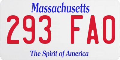 MA license plate 293FA0
