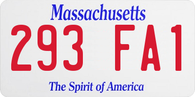 MA license plate 293FA1