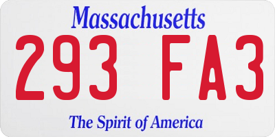 MA license plate 293FA3