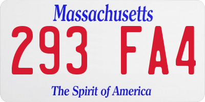 MA license plate 293FA4