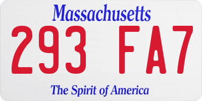 MA license plate 293FA7