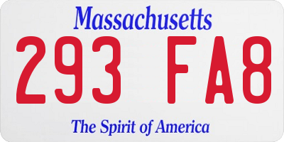 MA license plate 293FA8