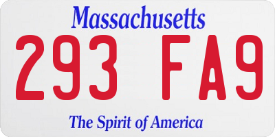 MA license plate 293FA9