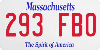 MA license plate 293FB0