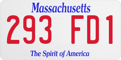 MA license plate 293FD1