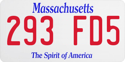 MA license plate 293FD5