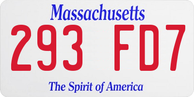 MA license plate 293FD7