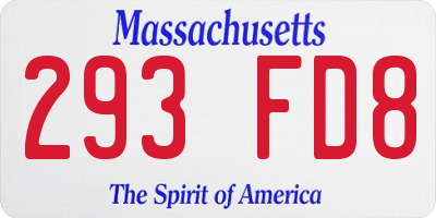 MA license plate 293FD8