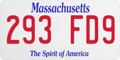 MA license plate 293FD9