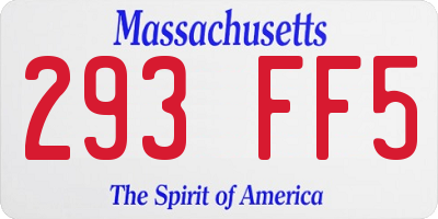 MA license plate 293FF5