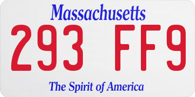 MA license plate 293FF9
