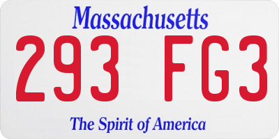 MA license plate 293FG3