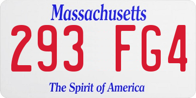 MA license plate 293FG4