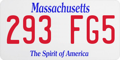 MA license plate 293FG5
