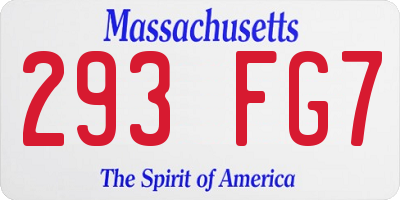MA license plate 293FG7