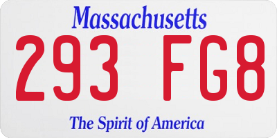 MA license plate 293FG8