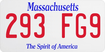 MA license plate 293FG9