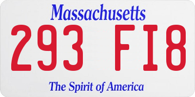 MA license plate 293FI8
