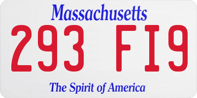 MA license plate 293FI9