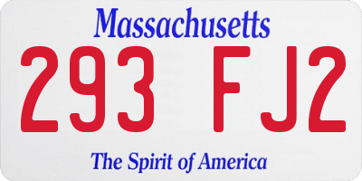 MA license plate 293FJ2