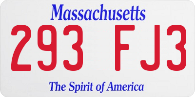 MA license plate 293FJ3