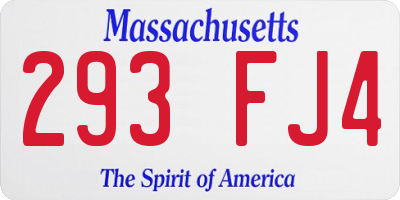MA license plate 293FJ4