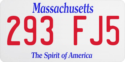 MA license plate 293FJ5