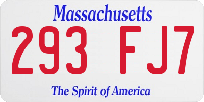 MA license plate 293FJ7