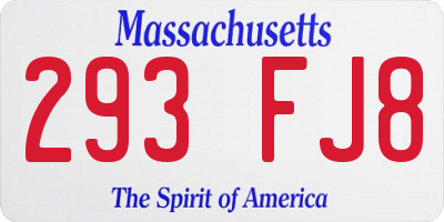 MA license plate 293FJ8