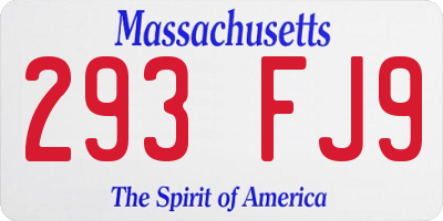 MA license plate 293FJ9